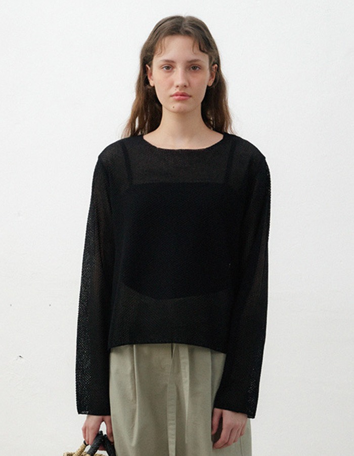 Verscent) Square waffle knit pullover (black) 3차 재입고