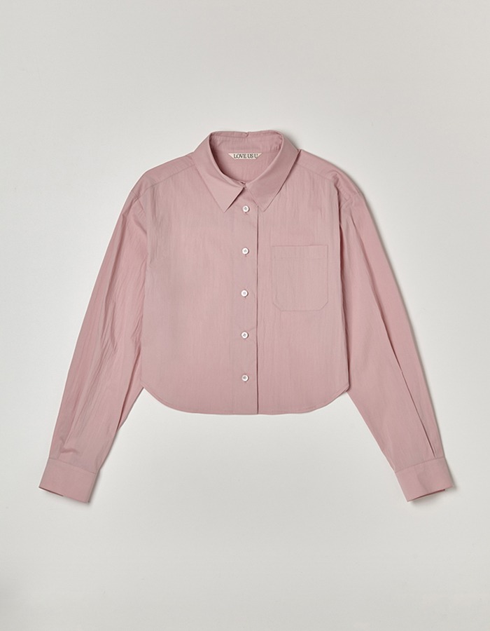 love us u) pocket crop shirt (pink)
