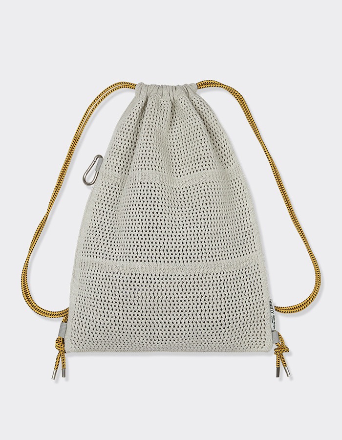 KNITLY) Net Rope Knit Backpack (Light Grey)