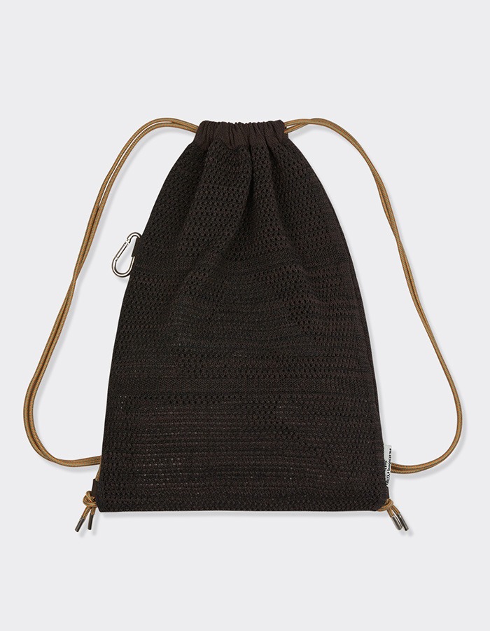 KNITLY) Net Rope Knit Backpack (Deep Brown)