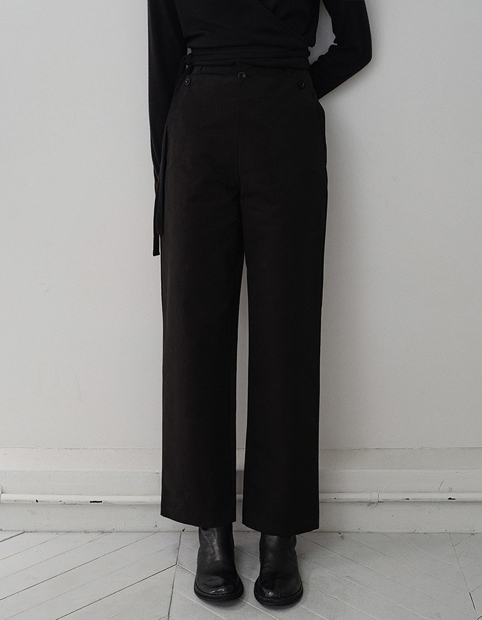 VERSCENT) Button cotton pants (black)
