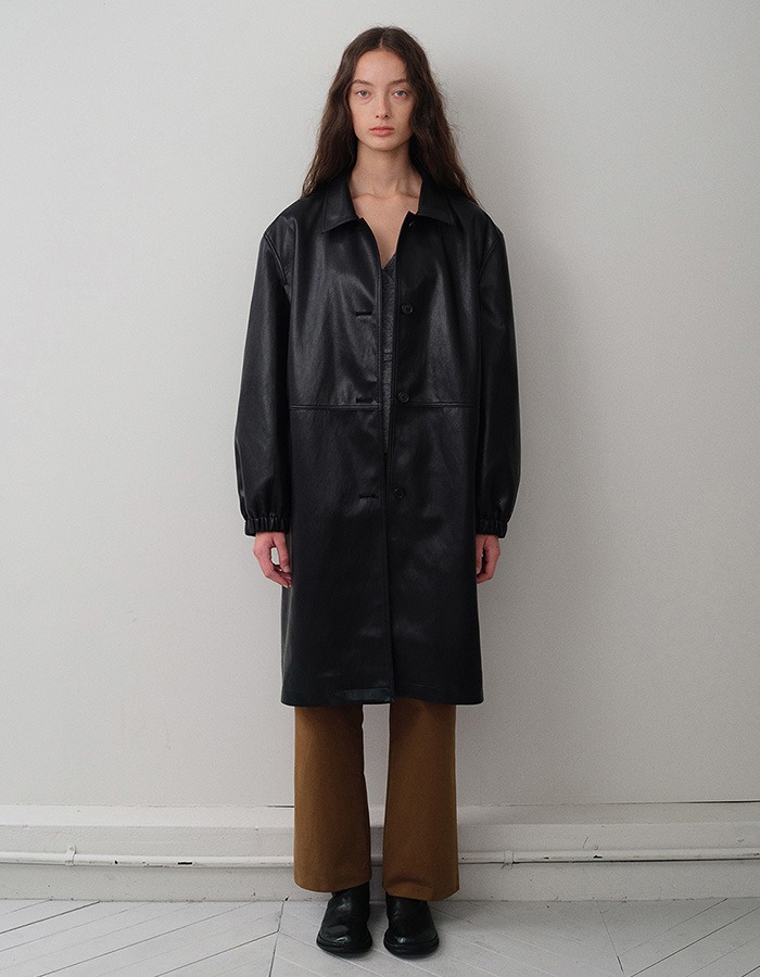 VERSCENT) Shirring leather jacket