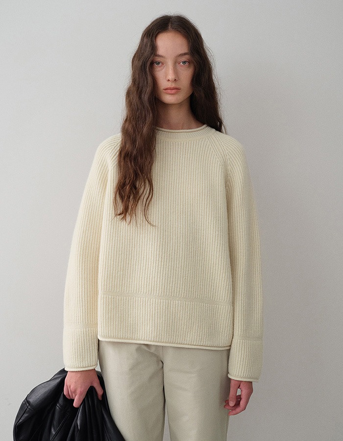 VERSCENT) Wool rolling pullover (ivory)