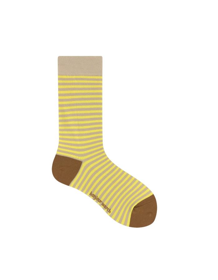 Bonjour March) Color stripe socks (yellow)