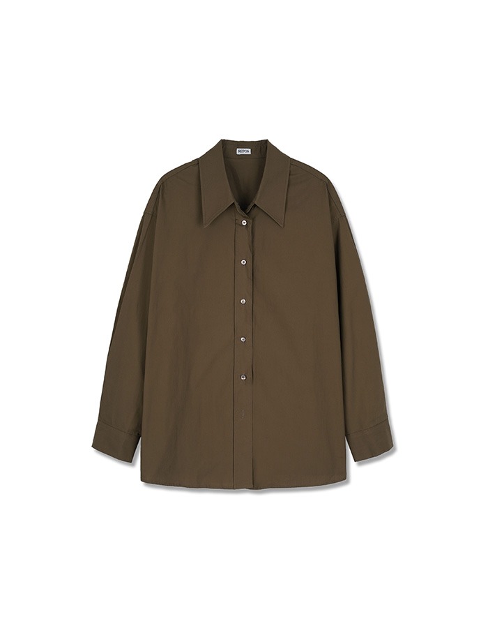 REPOS) SIDE BUTTON OVER SHIRTS (BROWN)