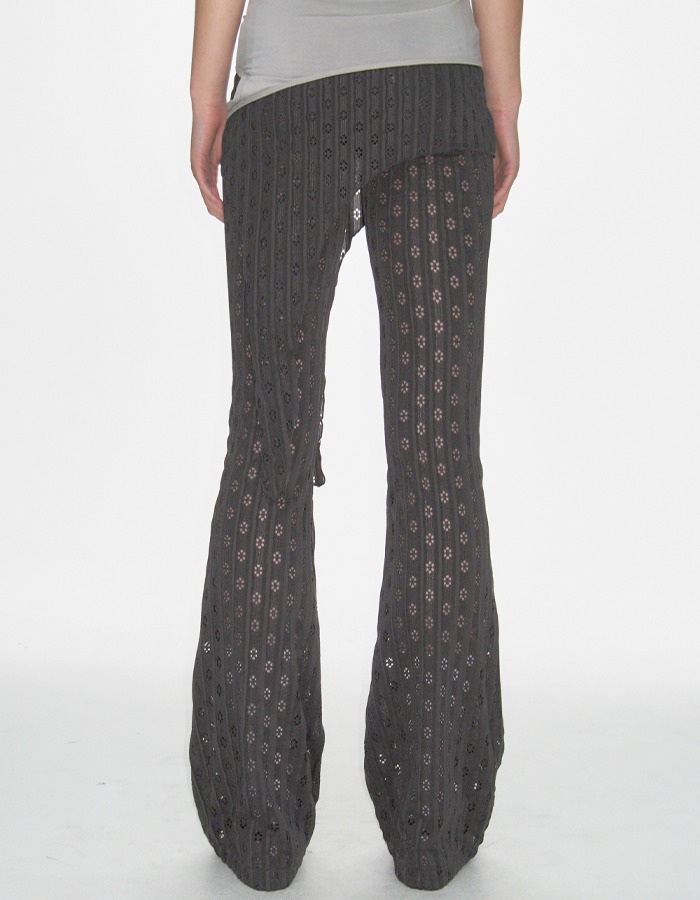 CACELE) TRIMMED LAYERED PANTS, CHARCOAL