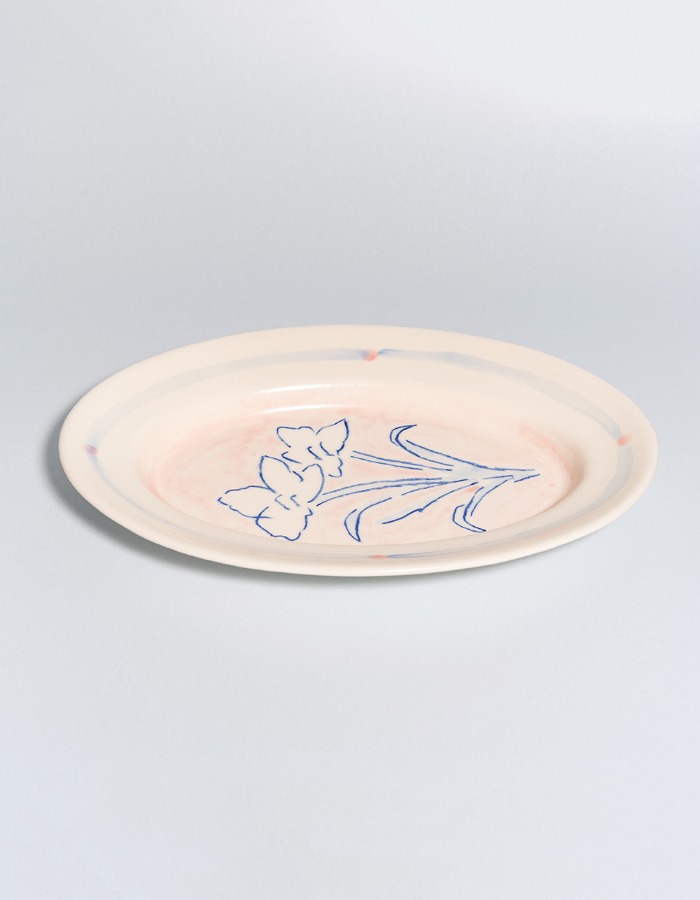 Saie Pottery) ‘amaryllis’ oval plate (blue)